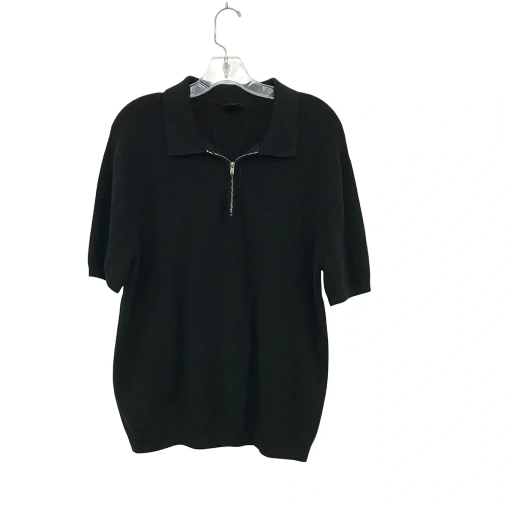 Truth by Republic Sweater Men's Medium Black Short Sleeve Quarter Zip-Up